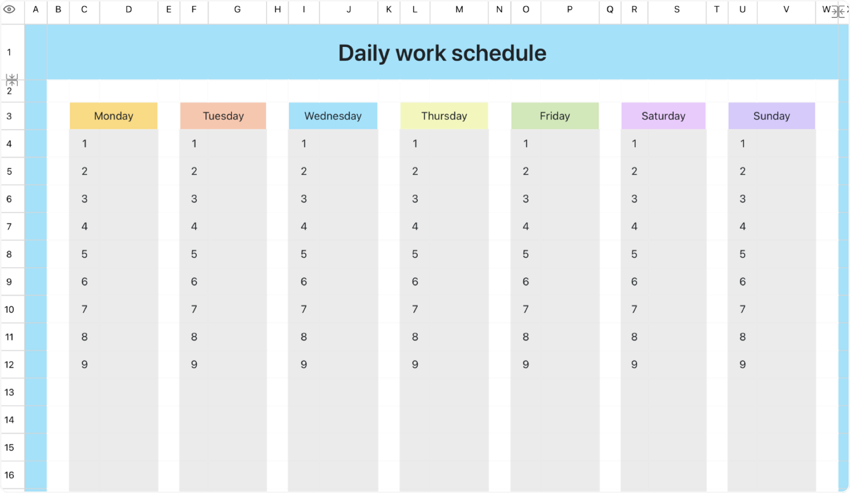 Daily work plan